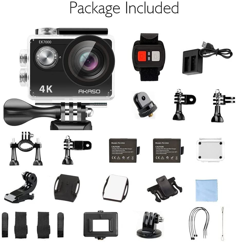 AKASO EK7000 4K30FPS 20MP Action Camera Ultra HD Underwater Camera 170 Degree Wide Angle 98FT Waterproof Camera Support External Microphone