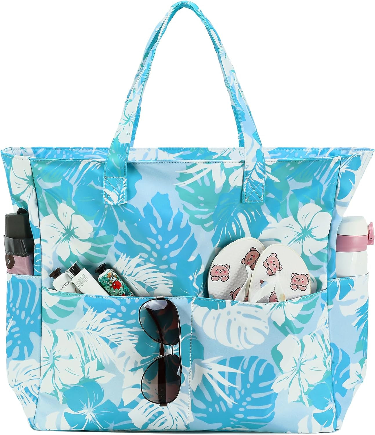 Beach Pool Bags Tote for Women Ladies Large Gym Tote Carry on Bag with Wet Compartment for Weekender Travel Waterproof