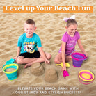 Set of 3 Collapsible Buckets with Shovels & Mesh Bag - Versatile Kids Sand Toys for Beach, Camping, and Summer Activities