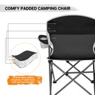 Camping Chairs with Side Table Outdoor Padded Camping Chair for Adults with Armrest Cup Holder and Pocket Supports 300 Lbs Black