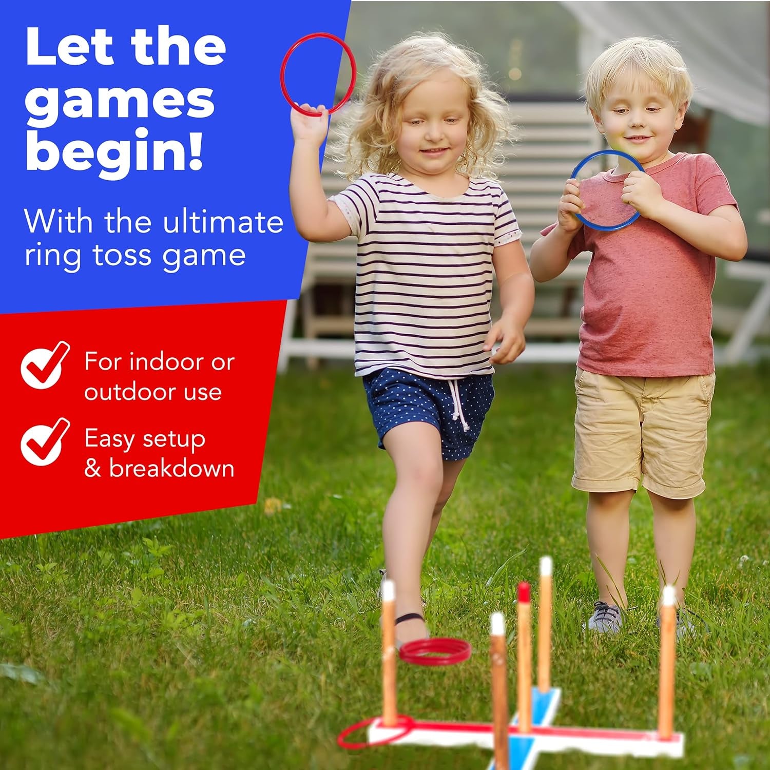 Elite Sportz Ring Toss Game | Indoor/Outdoor Fun for Kids and Adults, Easy Setup with Compact Carry