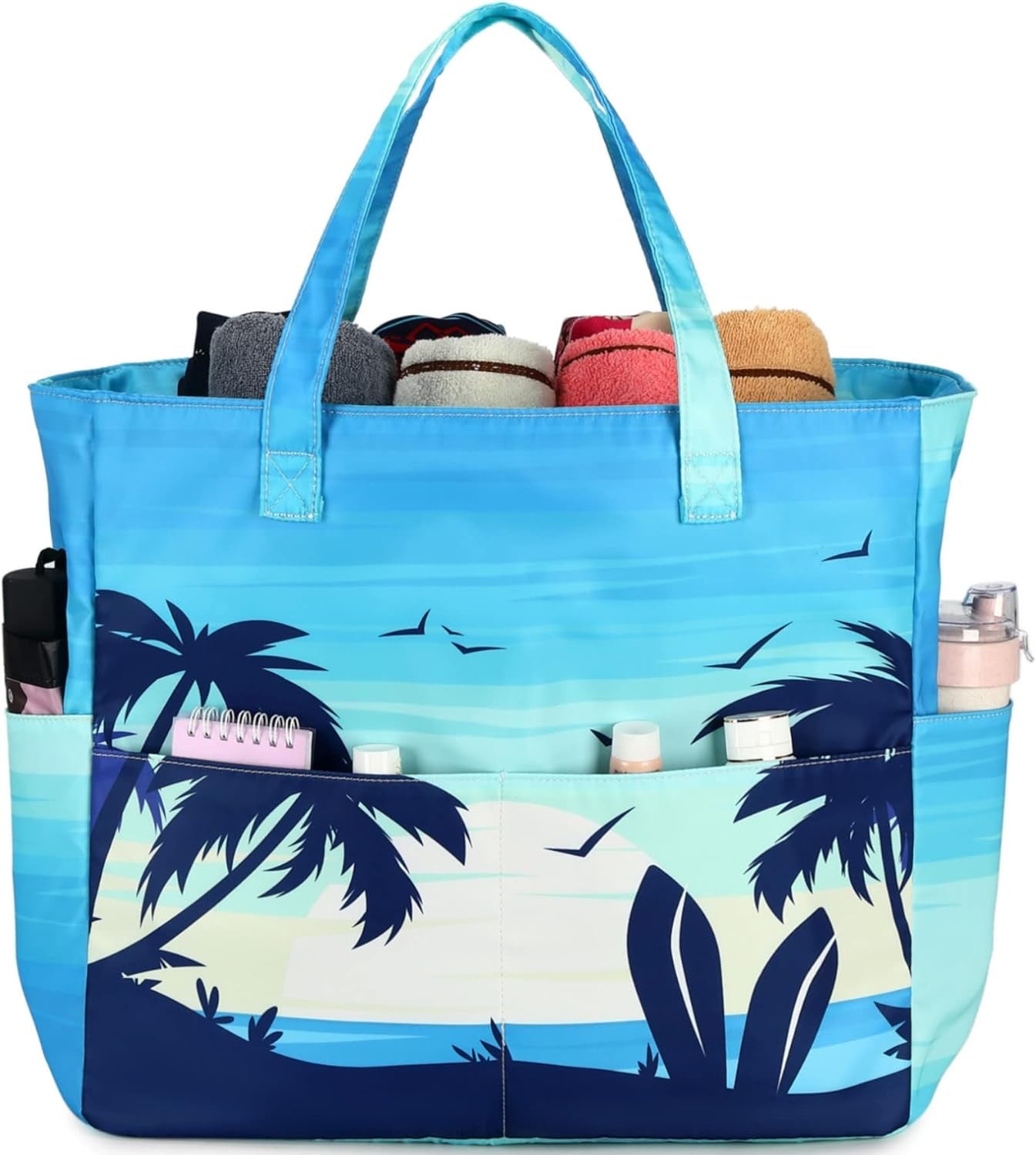 Beach Pool Bags Tote for Women Ladies Large Gym Tote Carry on Bag with Wet Compartment for Weekender Travel Waterproof