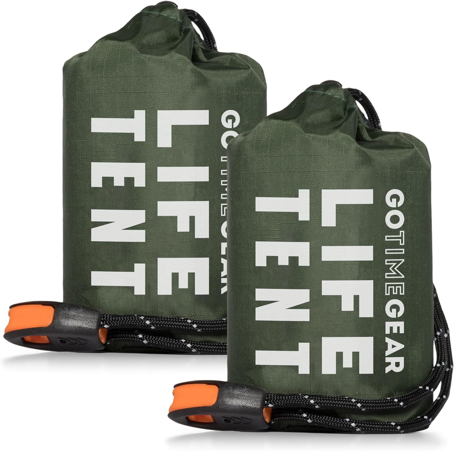 Go Time Gear Life Tent Emergency Survival Shelter – 2 Person Emergency Tent – Use as Survival Tent, Emergency Shelter, Tube Tent, Survival Tarp - Includes Survival Whistle & Paracord