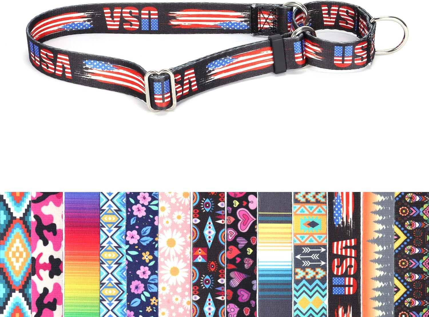 Martingale Collar for Dogs | No-Slip Escape Proof, Adjustable Nylon Training Collar, Pink Daisy Pattern