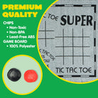 3-in-1 Vintage Giant Checkers & Tic Tac Toe Game Set - Reversible Mat with 24 Chips, Perfect for Family Fun, Indoor & Outdoor Activities