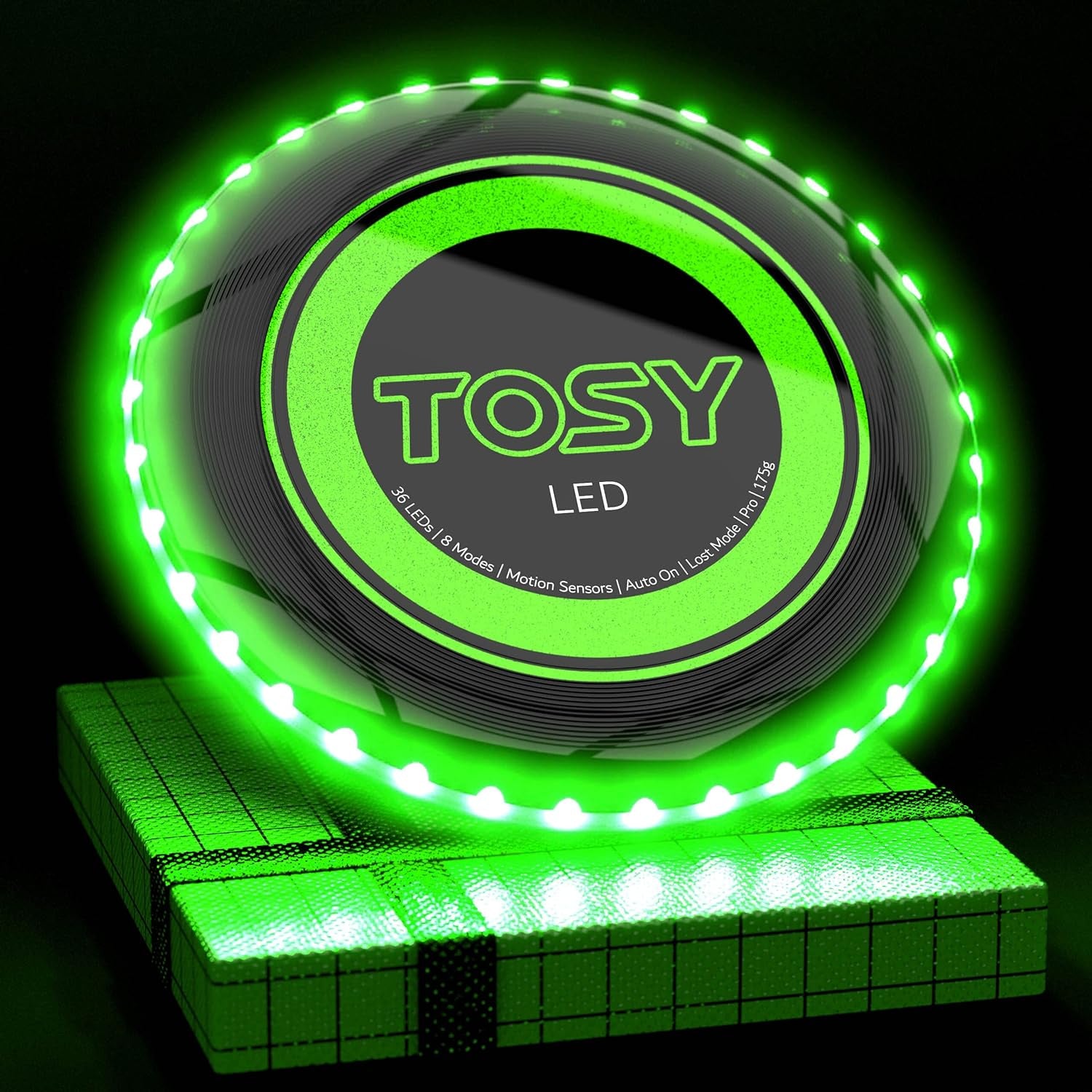 TOSY Flying Disc - 16 Million Color RGB or 36 or 360 Leds, Extremely Bright, Smart Modes, Auto Light Up, Rechargeable, Cool Fun Christmas, Birthday & Camping Gift for Men/Boys/Teens/Kids, 175G Frisbee