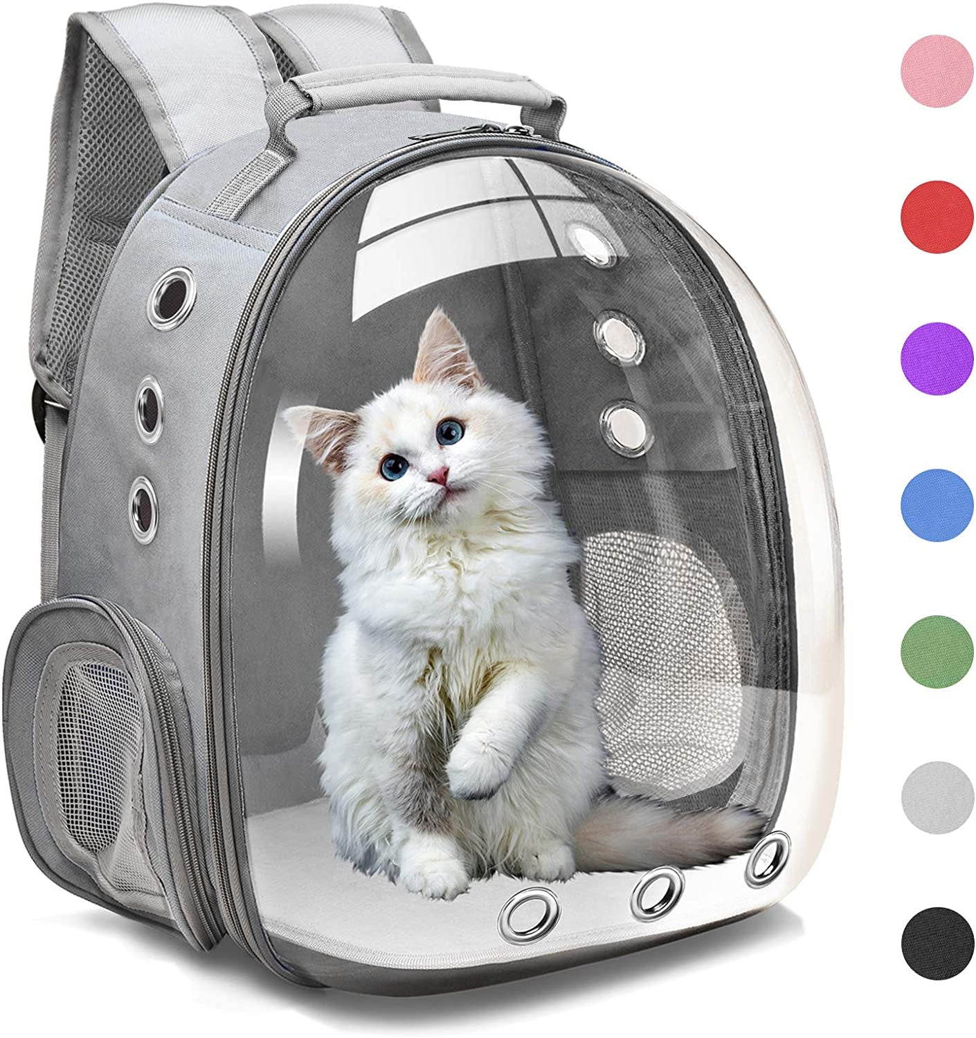 Henkelion Space Capsule Pet Backpack Carrier for Small to Medium Dogs and Cats, Airline Approved Hiking Bag - Grey