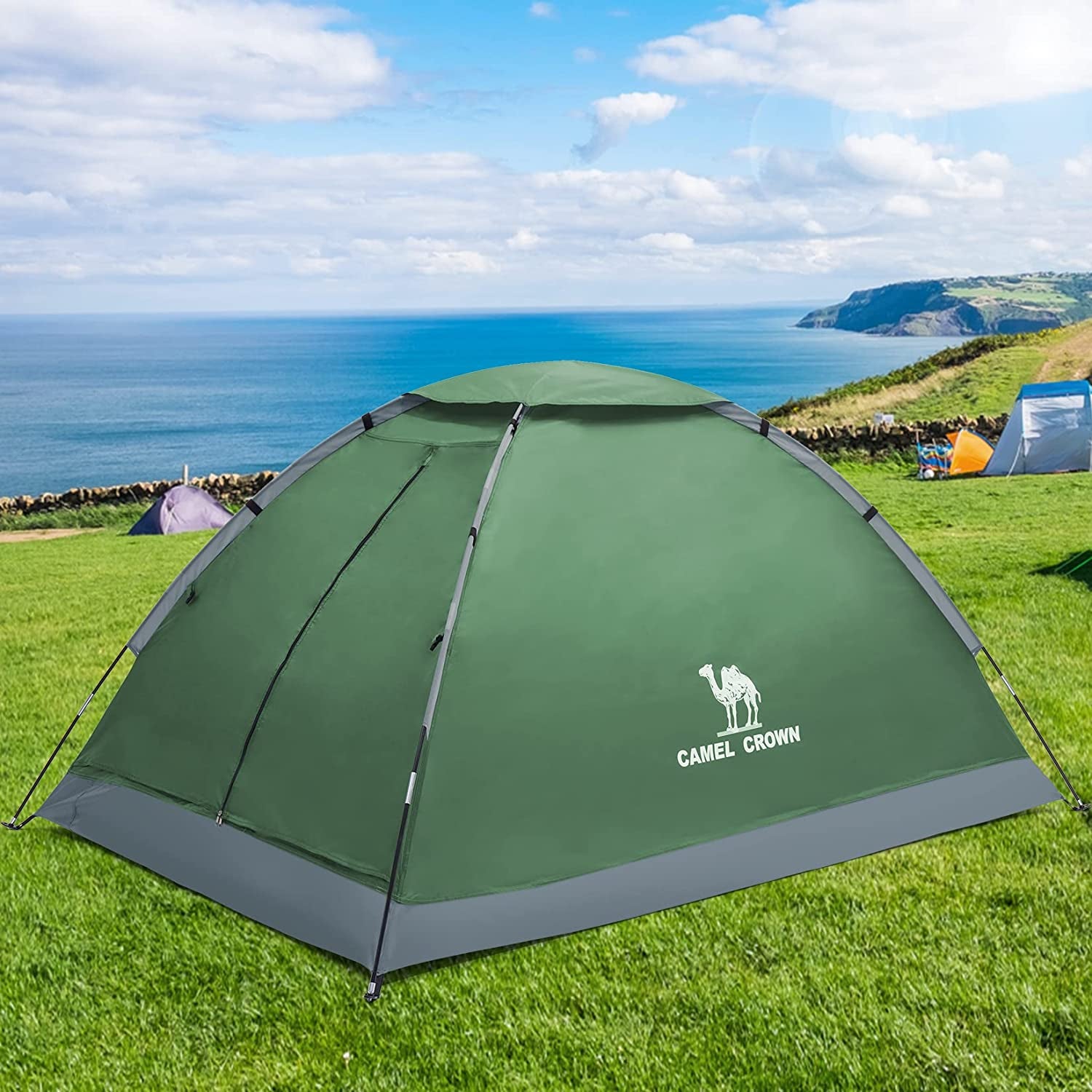 CAMEL CROWN 2/3/4 Person Camping Tent with Removable Rain Fly, Easy Setup Outdoor Tents Water Resistant Lightweight Portable for Family Backpacking Camping Hiking Traveling