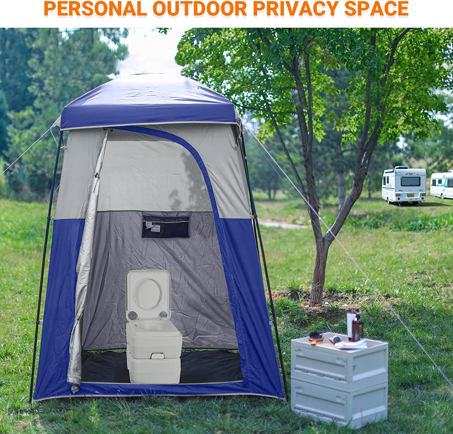 Camping Shower Tent Oversize Space Privacy Tent Portable Outdoor Shower Tents for Camping with Floor Changing Tent Dressing Room Easy Set up Shower Privacy Shelter 1 Room/2 Rooms Toilet Tent