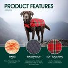 Reversible British Style Plaid Dog Winter Coat – Waterproof & Warm for Small, Medium & Large Dogs