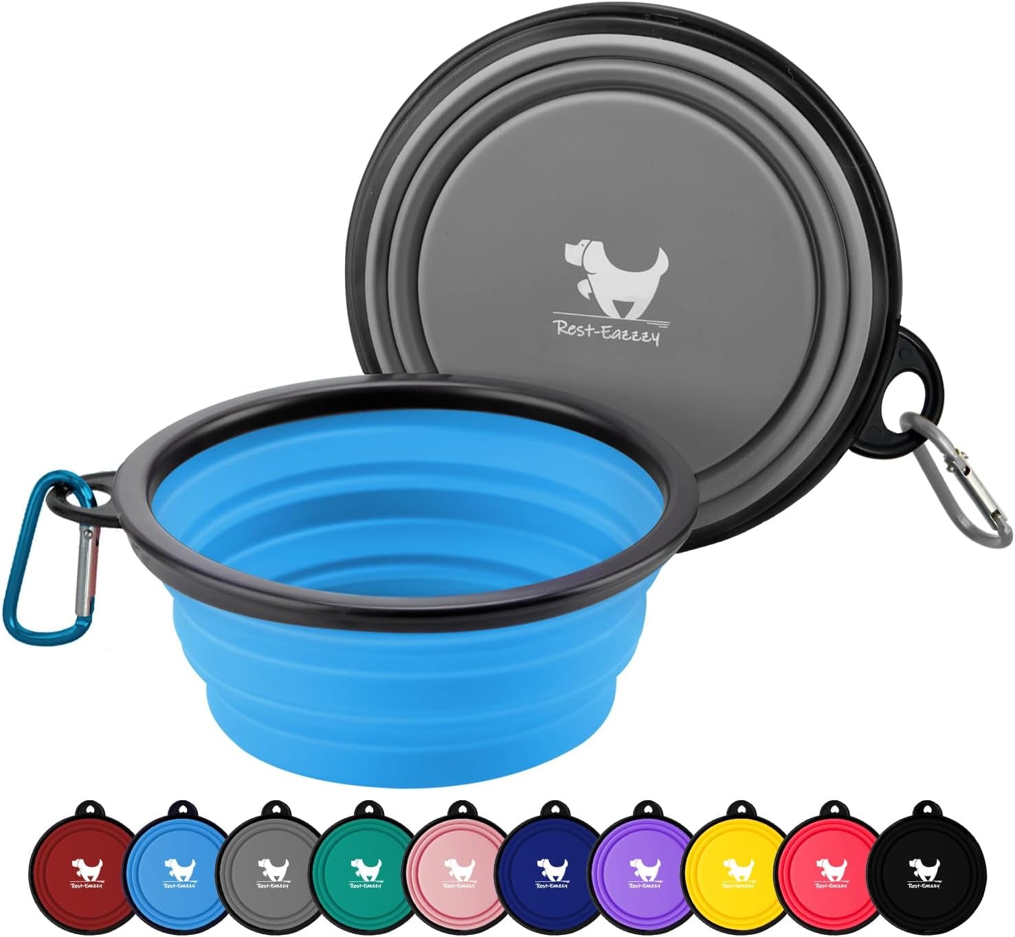 Collapsible Dog Bowls for Travel, 2-Pack Dog Portable Water Bowl for Dogs Cats Pet Foldable Feeding Watering Dish for Traveling Camping Walking with 2 Carabiners, BPA Free