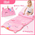 Iplay, Ilearn Kid Sleeping Bag, Toddler Girl Boy Nap Mat, Plush Unicorn Dinosuar Slumber Bag 2 in 1 Pink Pillow Daycare Preschool Kindergarten Birthday Gift Travel Sleepover 3 4 5 6 7 8 10 12 Yr Child