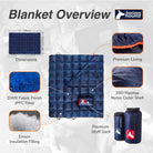 Down Camping Blanket - Outdoor Travel Blanket | Sustainable Insulated down | Lightweight & Warm Quilt for Camping, Stadium, Hiking & Festival | Water Resistant, Packable & Compact