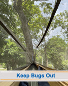 Swinging Between Trees: The Premier Outdoor Snuggle Station with Mosquito Protection for Couples