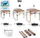Lightweight Stable Alu. Folding Square Table Roll up Top with Carry Bag for Camping Picnic Backyards BBQ Camp Kitchen (Nature, M)