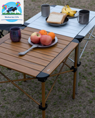Lightweight Stable Alu. Folding Square Table Roll up Top with Carry Bag for Camping Picnic Backyards BBQ Camp Kitchen (Nature, M)