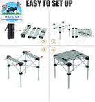 Lightweight Stable Alu. Folding Square Table Roll up Top with Carry Bag for Camping Picnic Backyards BBQ Camp Kitchen (Nature, M)