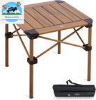 Lightweight Stable Alu. Folding Square Table Roll up Top with Carry Bag for Camping Picnic Backyards BBQ Camp Kitchen (Nature, M)