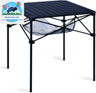 Lightweight Stable Alu. Folding Square Table Roll up Top with Carry Bag for Camping Picnic Backyards BBQ Camp Kitchen (Nature, M)