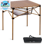 Lightweight Stable Alu. Folding Square Table Roll up Top with Carry Bag for Camping Picnic Backyards BBQ Camp Kitchen (Nature, M)