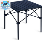 Lightweight Stable Alu. Folding Square Table Roll up Top with Carry Bag for Camping Picnic Backyards BBQ Camp Kitchen (Nature, M)