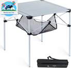 Lightweight Stable Alu. Folding Square Table Roll up Top with Carry Bag for Camping Picnic Backyards BBQ Camp Kitchen (Nature, M)