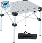 Lightweight Stable Alu. Folding Square Table Roll up Top with Carry Bag for Camping Picnic Backyards BBQ Camp Kitchen (Nature, M)