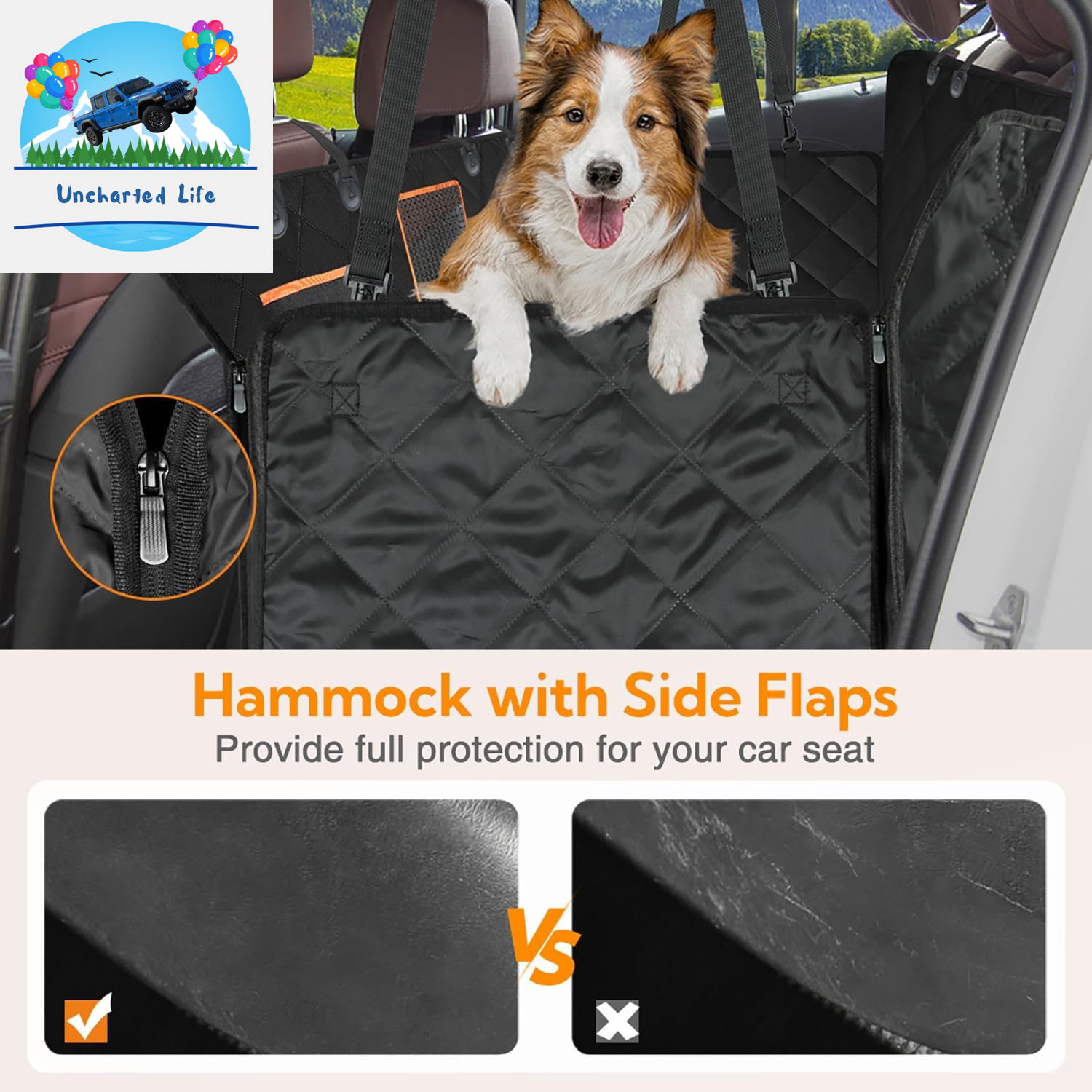 Kytely Dog Car Seat Cover: Waterproof, Anti-Slip, & Hammock Style for Cars, Trucks, and SUVs