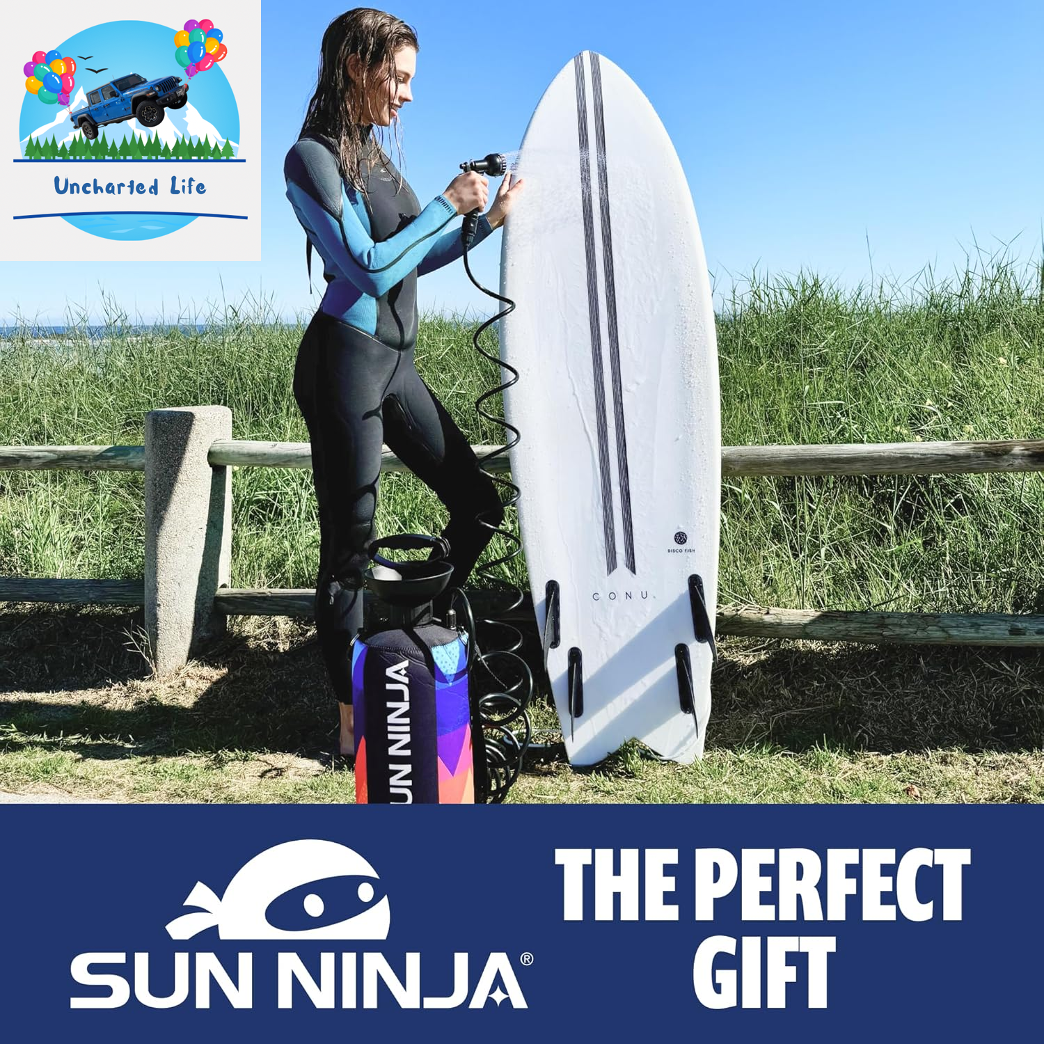 Sun Ninja Portable Shower: High-Pressure, 8L, Multi-Spray Settings for Outdoor Adventures