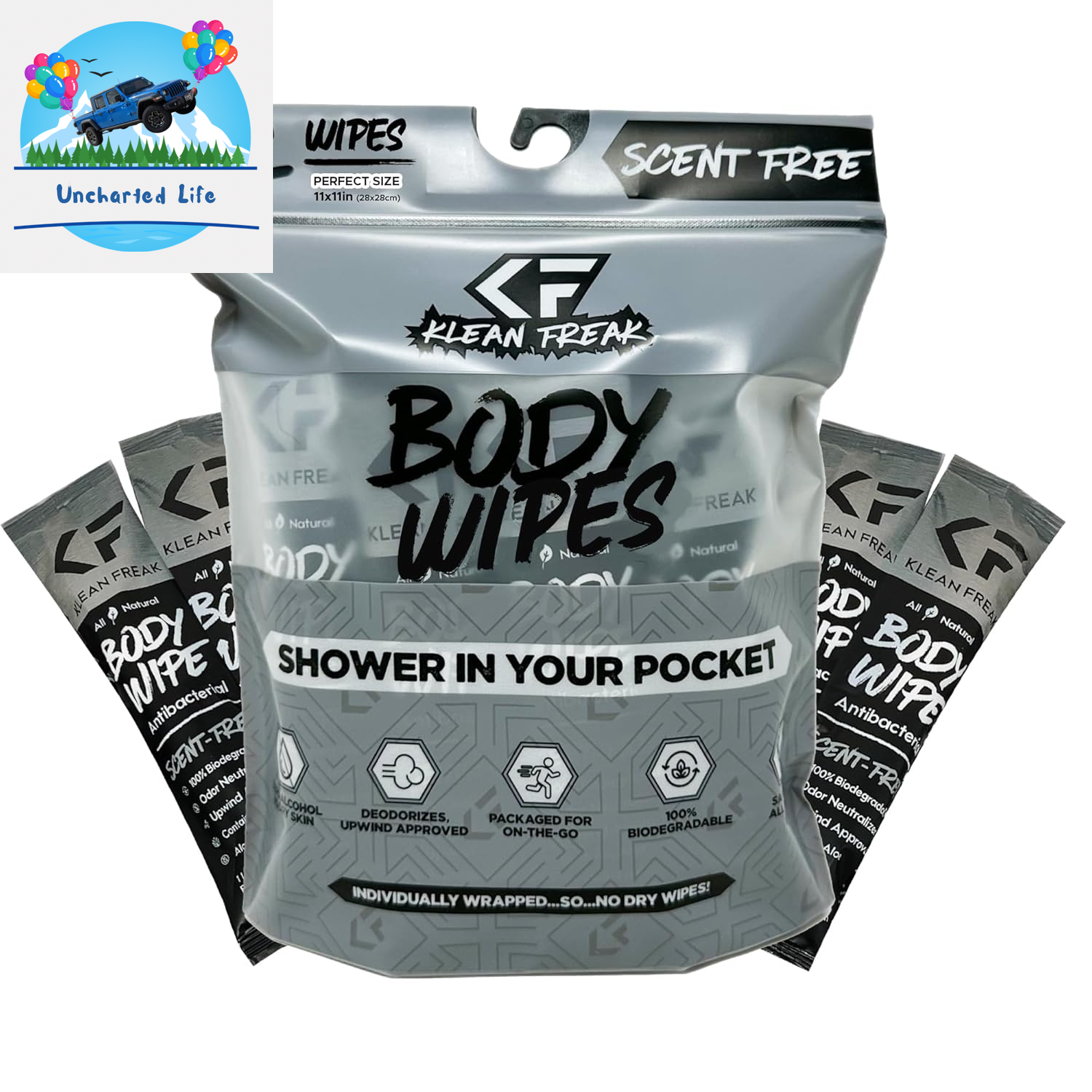 Large Body Wipes - 120 Count Jug for Effective Sweat and Odor Elimination, Ideal for Travel