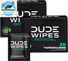 Flushable Wipes - 30 Ct, Mint Chill, Extra-Large, Individually Wrapped, Eucalyptus & Tea Tree, Septic Safe