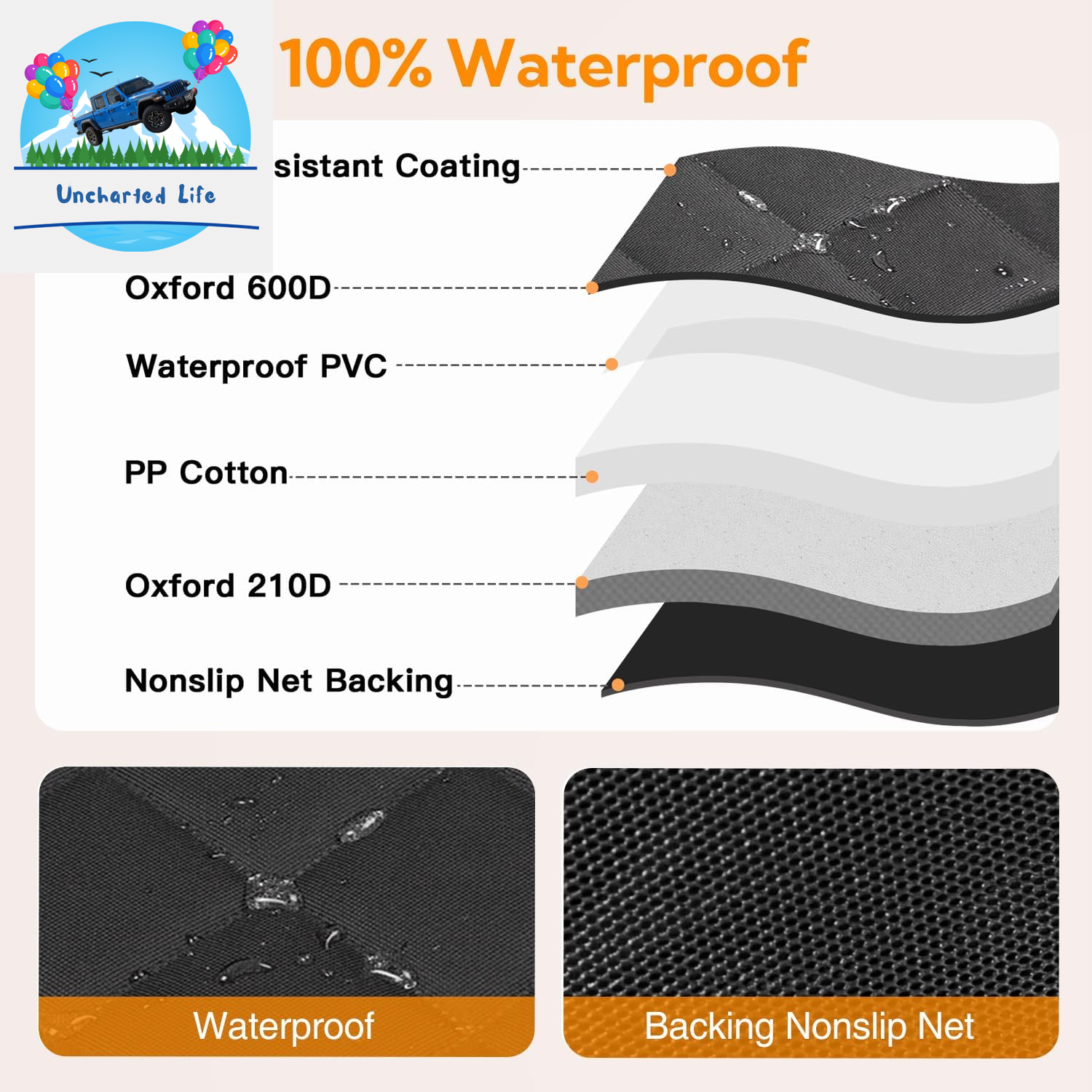 Kytely Dog Car Seat Cover: Waterproof, Anti-Slip, & Hammock Style for Cars, Trucks, and SUVs