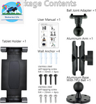 Aluminum Arm Heavy Duty Tablet Mount Drill Base - for 6.5"-12.9" Tablet Ipad Pro/Mini, Ipad Holder for Truck, Cars,Dashboard,Desk,Wall Mouning-Swivel with 1 Inch/25Mm Ball Joint
