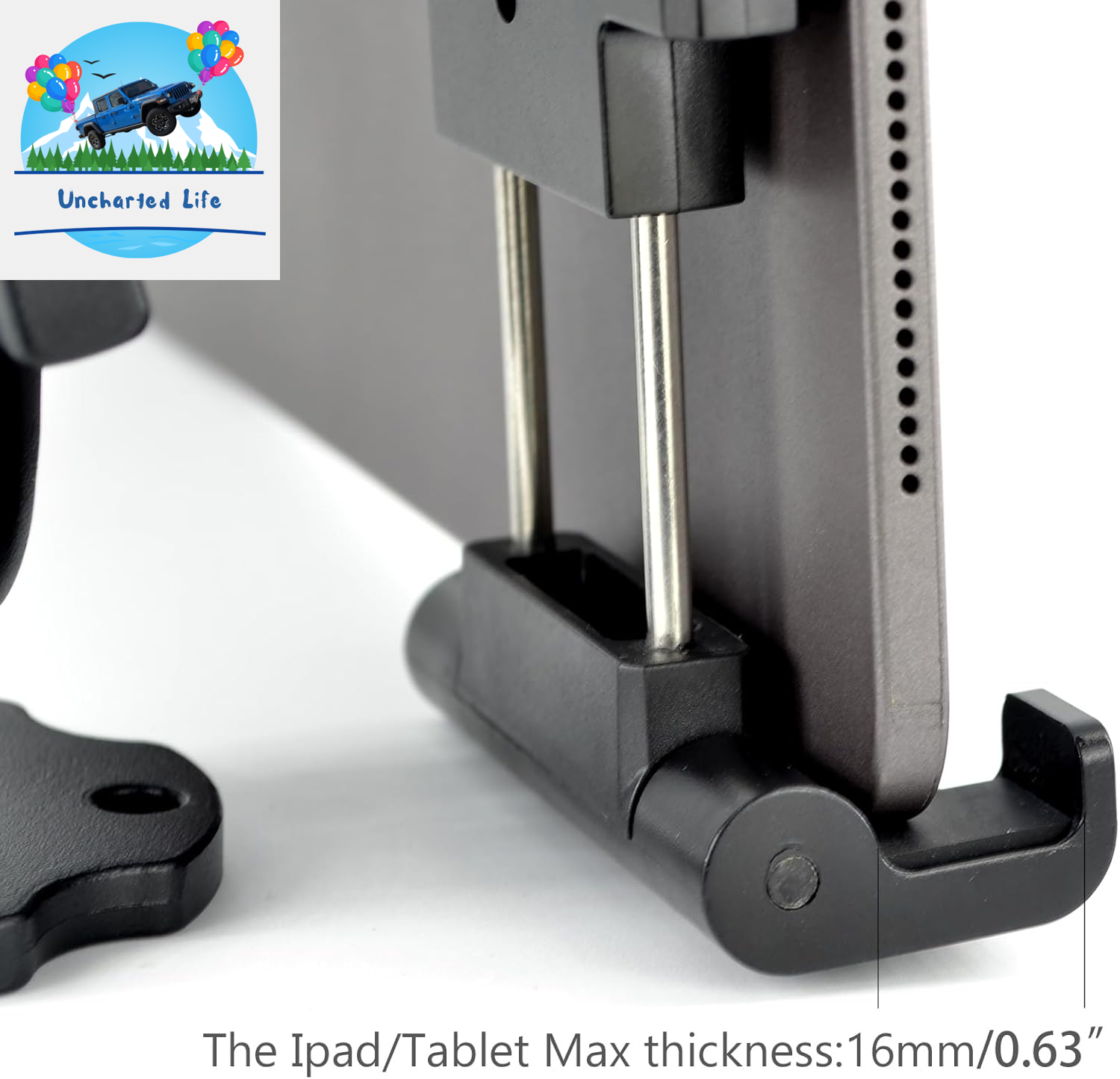 Aluminum Arm Heavy Duty Tablet Mount Drill Base - for 6.5"-12.9" Tablet Ipad Pro/Mini, Ipad Holder for Truck, Cars,Dashboard,Desk,Wall Mouning-Swivel with 1 Inch/25Mm Ball Joint