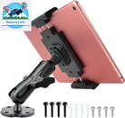 Aluminum Arm Heavy Duty Tablet Mount Drill Base - for 6.5"-12.9" Tablet Ipad Pro/Mini, Ipad Holder for Truck, Cars,Dashboard,Desk,Wall Mouning-Swivel with 1 Inch/25Mm Ball Joint