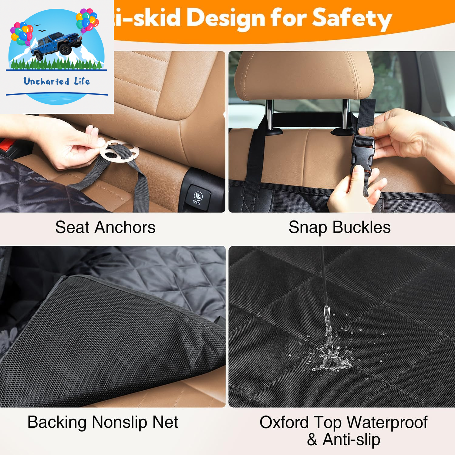 Kytely Dog Car Seat Cover: Waterproof, Anti-Slip, & Hammock Style for Cars, Trucks, and SUVs