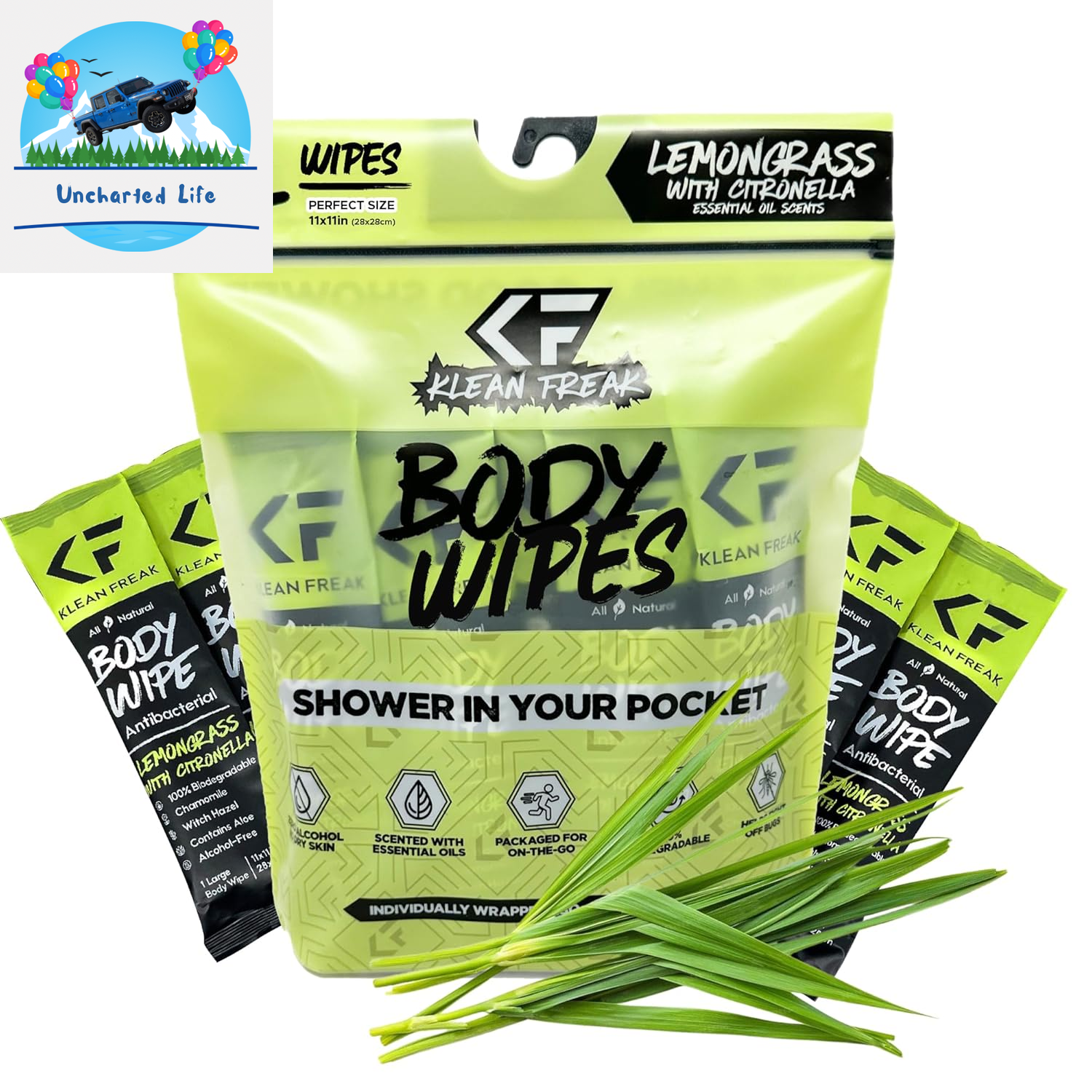 Body Wipes - No Water, Sweat & Odor Removal, Large, 120 Ct Jug, Travel